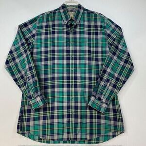 LL Bean Shirt Men's Size L‎ Long Sleeve Button Up Plaid Wrinkle Resistant Tall